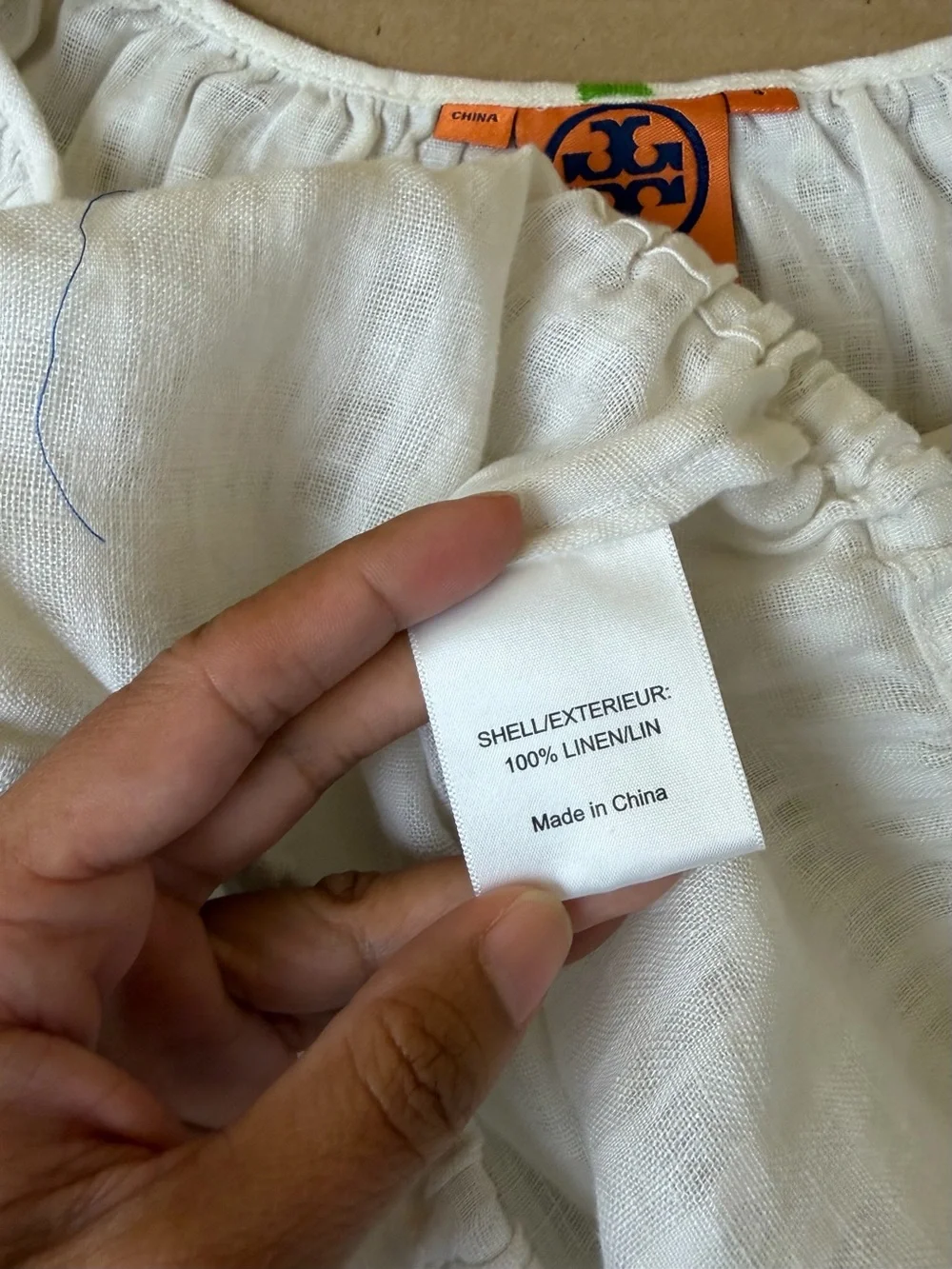 Tory Burch White Linen Blouse